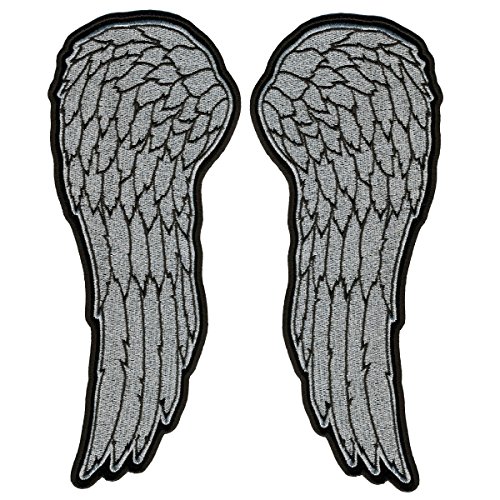 4883933140830 - HOT LEATHERS, ANGEL WINGS, HIGH THREAD EMBROIDERED IRON-ON / SAW-ON, HEAT SEALED BACKING RAYON PATCH - 2 X 5