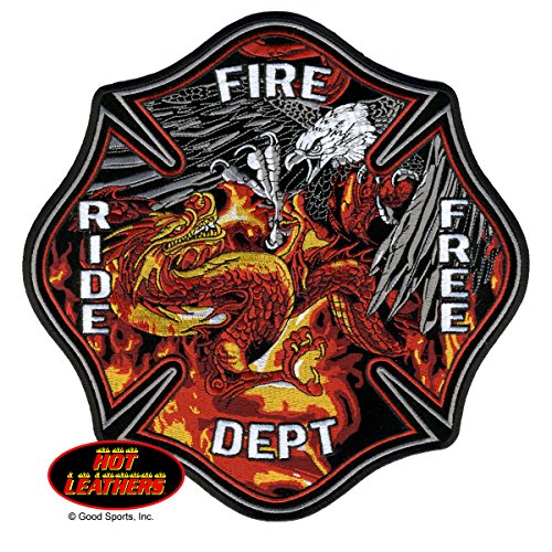 4883933143893 - HOT LEATHERS, EAGLE VS FIRE DRAGON, HIGH QUALITY IRON-ON / SAW-ON, HEAT SEALED BACKING RAYON PATCH - 5 X 5