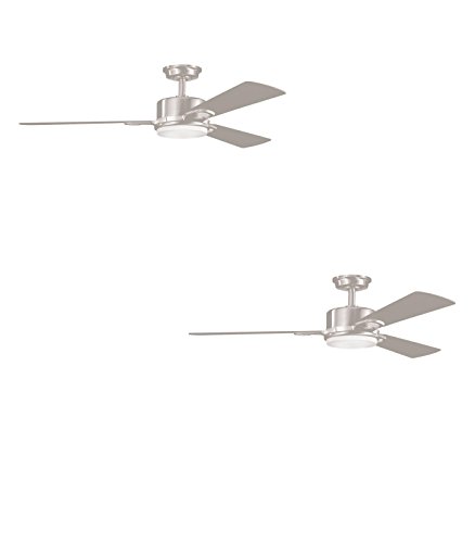 4883983142532 - SET OF TWO - NO. 300017BSS - CELINO 48-IN BRUSHED STAINLESS STEEL DOWNROD MOUNT INDOOR CEILING FAN WITH LIGHT KIT AND REMOTE (3-BLADE) - KICHLER LIGHTING