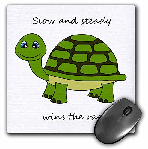 0489006106013 - 3DROSE LLC 8 X 8 X 0.25 INCHES MOUSE PAD, SLOW AND STEADY WINS THE RACE, GREEN TURTLE (MP_6106_1)
