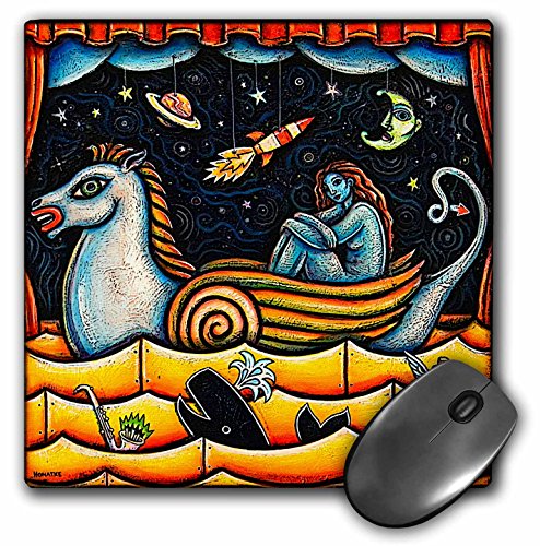 0489021128014 - 3DROSE DREAMSTAGE FOLK ART COLORFUL STAGE BOAT HORSE DREAM SURREALISM MOUSE PAD (MP_21128_1)