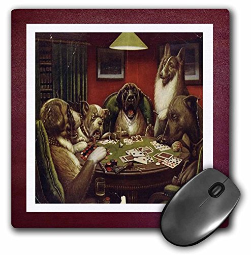 0489098580012 - 3DROSE FRAMED PHOTO OF FAMOUS VINTAGE GAMBLING DOGS.JPG MOUSE PAD, 8 X 8 (MP_98580_1)