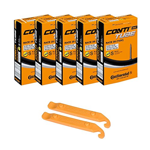 4893463104332 - CONTINENTAL BICYCLE TUBES RACE 28 700X20-25 S60 PRESTA VALVE 60MM BIKE TUBE SUPER VALUE BUNDLE (PACK OF 5 CONTI TUBES & 2 CONTI TIRE LEVER)