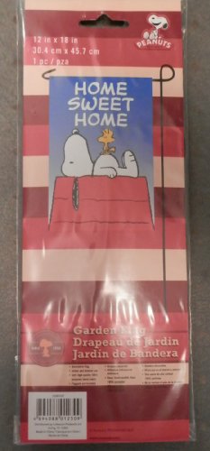 4894088012309 - PEANUTS SNOOPY WITH HIS FRIEND WOODSTOCK HOME SWEET HOME GARDEN FLAG 12 X 18
