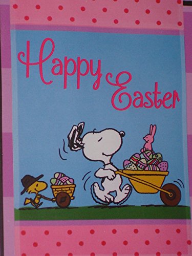 4894088024869 - PEANUTS SNOOPY HAPPY EASTER FLAG WITH WOODSTOCK AND EASTER EGGS 12 BY 18 INCHES