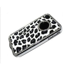 4894262014341 - GNWE LUXURY UNIQUE BEST LEOPARD PRINT CZECH RHINESTONE CASE COVER FOR APPLE IPHONE 4 4G CRYSTAL - BLACK