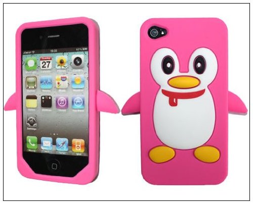 4894262023534 - HOT PENGUIN SOFT SILICONE RUBBER SKIN CASE COVER FOR APPLE IPHONE 4S 4 4G PEACH