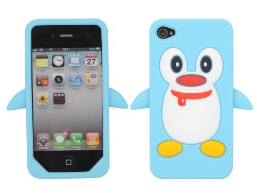 4894376007741 - LEEGOAL BLUE PENGUIN SILICONE SOFT CASE COVER FOR IPHONE 4 4G 4S