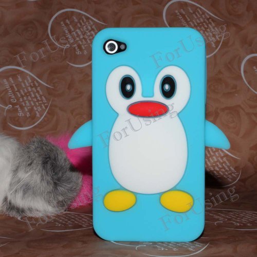 4894376011830 - BLUE PENGUIN SILICONE SOFT CASE COVER FOR IPHONE 4 4G 4S