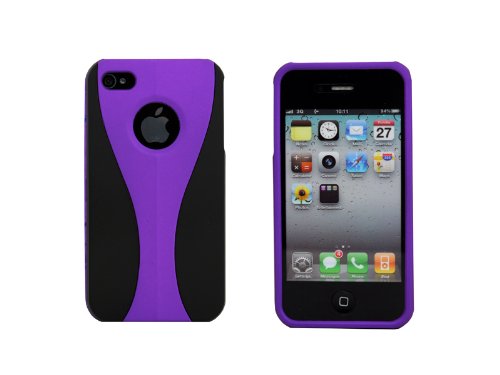 4894376016958 - ECOMGEAR(TM) CUP SHAPE 3-PIECE CLIP-ON PROTECTIVE HARD COVER CASE SNAP-ON CASE FOR APPLE IPHONE 4 4TH G 4S PURPLE