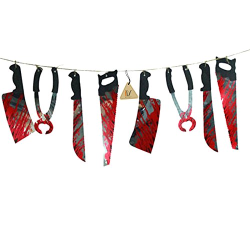 4894425395256 - HALLOWEEN HAUNTED HOUSE PARTY HANGING BLOODY WEAPONS GARLAND BANNER DECORATIONS PROPS, 6.6FT