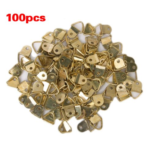 4894462093979 - 100PCS SMALL TRIANGLE D-RING PICTURE FRAME HANGERS SINGLE HOLE WITH SCREWS