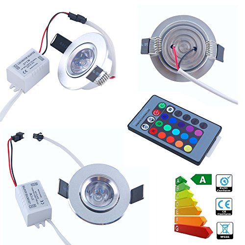 4894502073718 - 8-PACK JAMBO 3W RGB COLOR CHANGING LED RECESSED CEILING LAMP DOWN LIGHT +IR REMOTE CONTROL