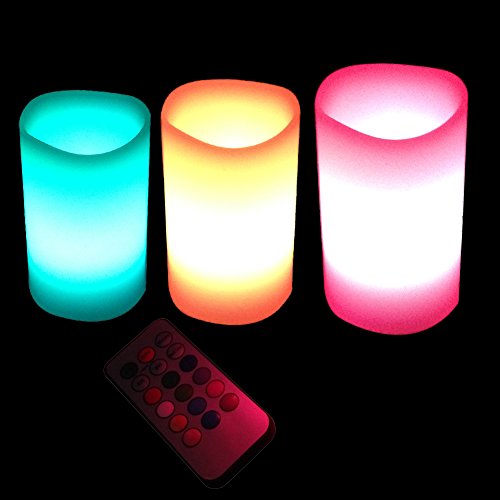 4894511405258 - ZN SET OF 3 COLOUR CHANGING LED LAVENDER FLAMELESS WAX CANDLES WITH TIMER AND REMOTE