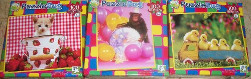 4895145437325 - 100 PIECE PUZZLES/DUCKY TRUCKS/LET'S PARTY/STRAWBERRY KITTENS