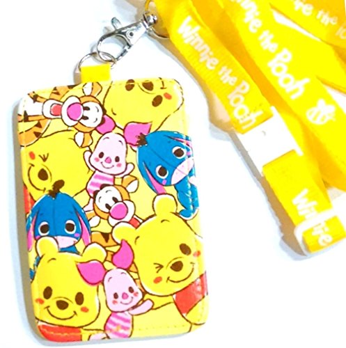 4895165413392 - AUTHENTIC WINNIE THE POOH FAUX LEATHER CREDIT ID CARD BADGE HOLDER PASS CASE LANYARD