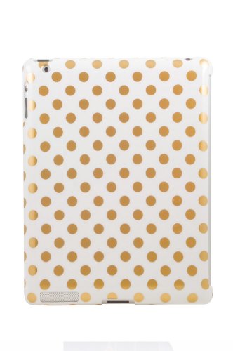 4897021594245 - UNIEA DELUXE DOT BACK COVER (WHITE/GOLD DOT) FOR THE NEW IPAD (CAN USE WITH SMART COVER)