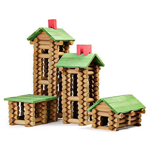 4897093848116 - SAINSMART JR. 450 PCS WOODEN LOG CABIN SET BUILDING HOUSE TOY FOR TODDLERS, CLASSIC STEM CONSTRUCTION KIT WITH COLORFUL WOOD LOGS BLOCKS FOR 3+ YEARS OLD
