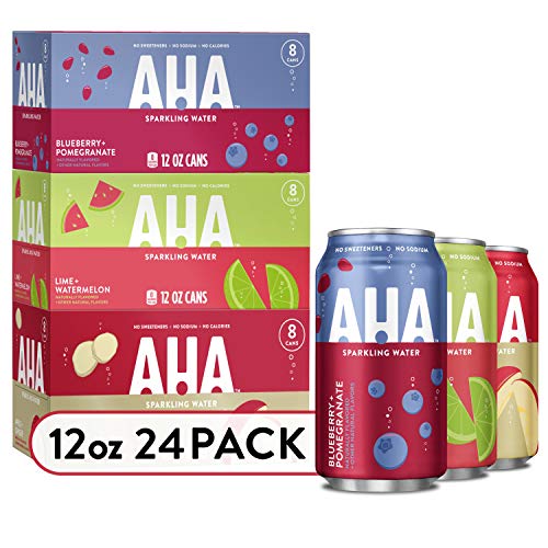 0049000541489 - AHA SPARKLING WATER VARIETY PACK (APPLE + GINGER, LIME + WATERMELON, BLUEBERRY + POMEGRANATE), ZERO CALORIES, SODIUM FREE, NO SWEETENERS 12 FL OZ, 24 PACK (8 CANS EACH FLAVOR)