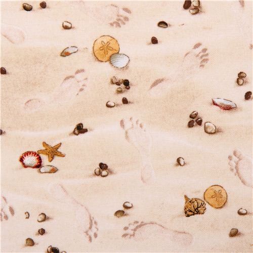 4900181935169 - FOOTSTEP AND SHELL SAND BEACH FABRIC LANDSCAPE MEDLEY ELIZABETH'S STUDIO (PER 0.5 YARD MULTIPLES)
