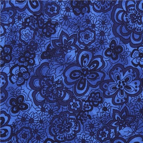 4900181962493 - BLUE FLOWER PATTERN FABRIC 'ISADORA' BLANK QUILTING USA EXTRA SUPER WIDE (PER 0.5 YARD MULTIPLES)