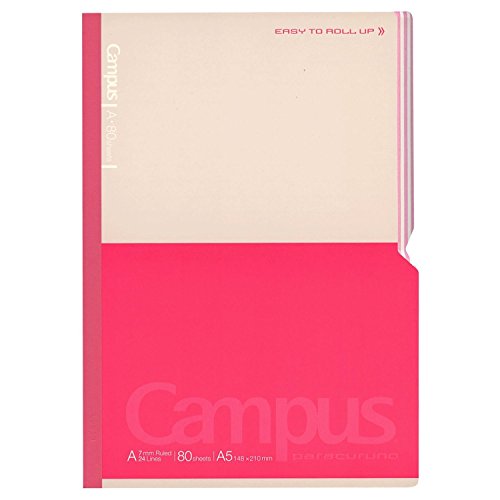 4901480181288 - KOKUYO CAMPUS PARACURUNO SLANTED PAGE NOTEBOOK - A5 (5.8 X 8.3) - 24 LINES X 80 SHEETS - PINK