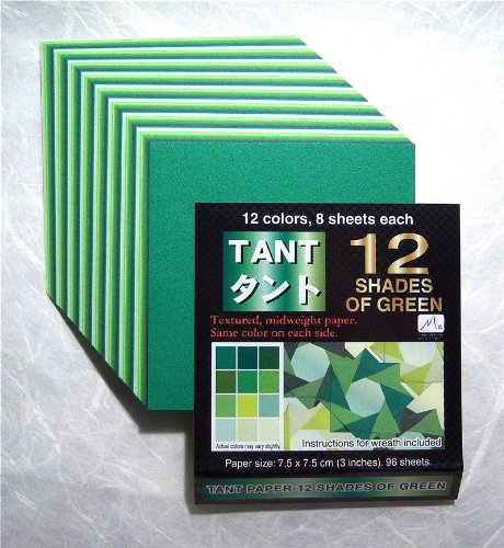 4902031292651 - TOYO ORIGAMI, TANT GREEN 15CM X 15CM 12 COLORS 4 EACH