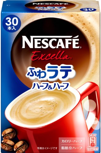 4902201412186 - NESCAFE EXCELLA FUWA LATTE HALF & HALF, INSTANT LOW-CALORIE CAFFE LATTE, 1 BOX INCLUDING 30 STICKS(FOR 30 SERVINGS)