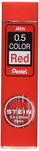 4902506269317 - PENTEL AIN STEIN MECHANICAL PENCIL COLOR LEAD, 0.5MM, 20 LEADS, RED (C275-RD)