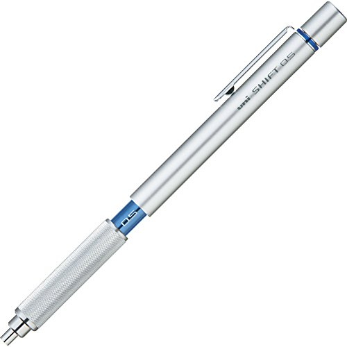 4902778043561 - UNI SHIFT PIPE LOCK DRAFTING 0.5MM PENCIL, SILVER BODY WITH BLUE ACCENT (M51010.26)
