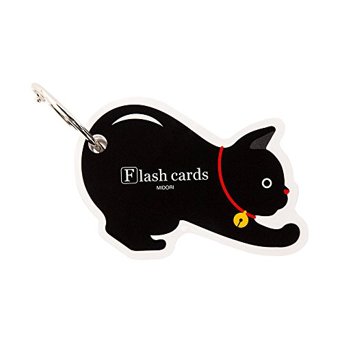 4902805341950 - FLASH CARDS: BLANK, BLACK CAT SHAPED PACK ON CARRY RING