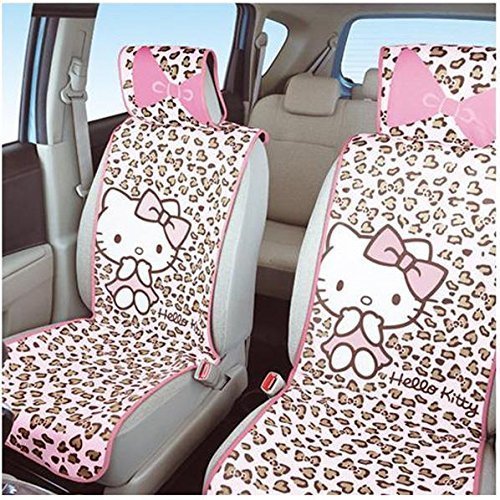 4905339864599 - SEIWA / HELLO KITTY PINK LEOPARD SEAT COVER 2 SEAT