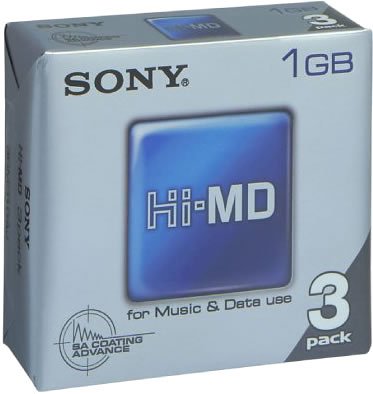 4905524303605 - 3 SONY HI-MD MINI DISCS FOR MUSIC & DATA 1GB 3HMD1GA