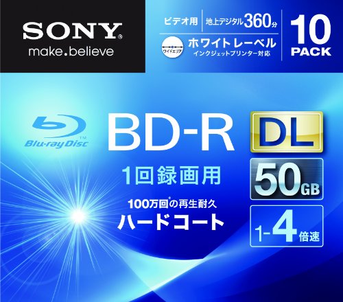 4905524869965 - SONY BLU-RAY DISC 10 PACK - 50GB 4X BD-R DL WHITE INKJET PRINTABLE FOR VIDEO - 2012