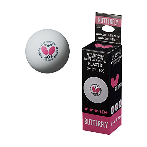 4906901165908 - BUTTERFLY 3-STAR TENNIS BALL (PACK OF 3), WHITE, 40 MM