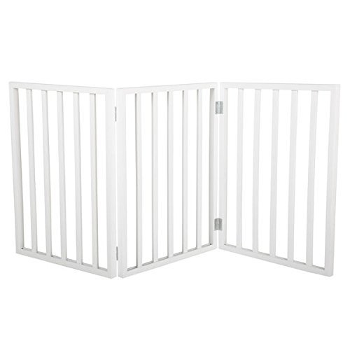 4913553160304 - PETMAKER FREESTANDING WOODEN PET GATE | FOLDS TO THREE INCHES FOR EASY STORAGE - WHITE