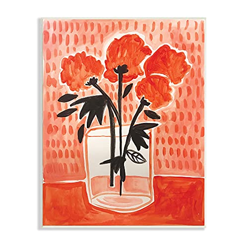 0049182360281 - STUPELL INDUSTRIES BOLD RED FLOWER BOUQUET BLACK STEM FLORALS, DESIGNED BY ND ART WALL PLAQUE