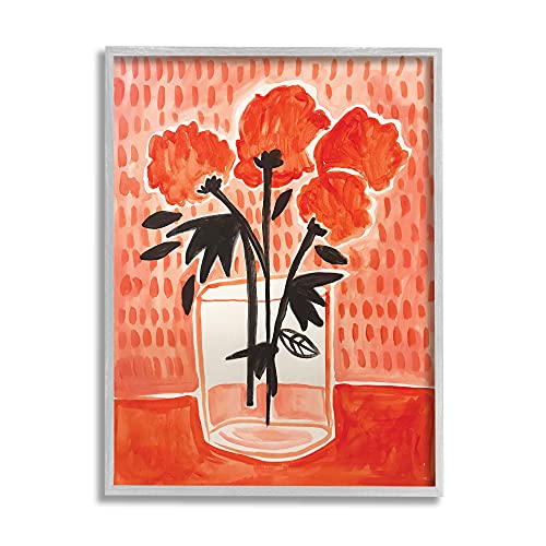 0049182360335 - STUPELL INDUSTRIES BOLD RED FLOWER BOUQUET BLACK STEM FLORALS, DESIGNED BY ND GRAY FRAMED WALL ART