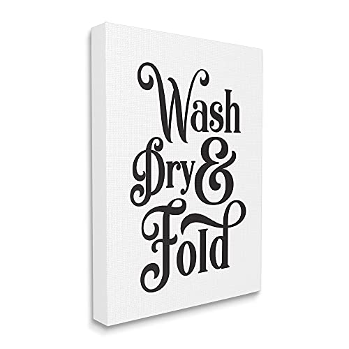 0049182366634 - STUPELL INDUSTRIES LAUNDRY WASH DRY & FOLD PHRASE MINIMAL, DESIGNED BY LETTERED AND LINED CANVAS WALL ART, WHITE