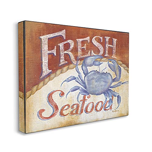 0049182422187 - STUPELL INDUSTRIES FRESH SEAFOOD BLUE CRAB, DESIGN BY KIM LEWIS BLACK FRAMED WALL ART, 30 X 40, RED