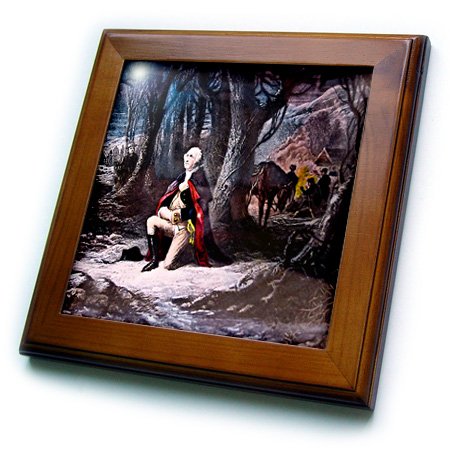 0492008485017 - 3DROSE FT_8485_1 GEORGE WASHINGTON PRAYS AT VALLEY FORGE-FRAMED TILE, 8 BY 8-INCH
