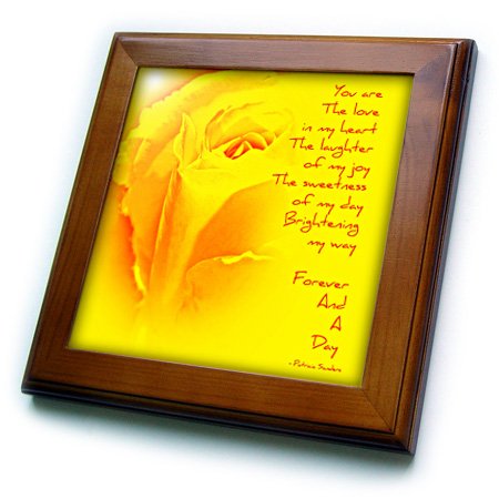 0492054501013 - 3DROSE FT_54501_1 YELLOW ROSE FOREVER AND A DAY POEM-POETRY-INSPIRATIONAL LOVE-FRAMED TILE, 8 BY 8-INCH