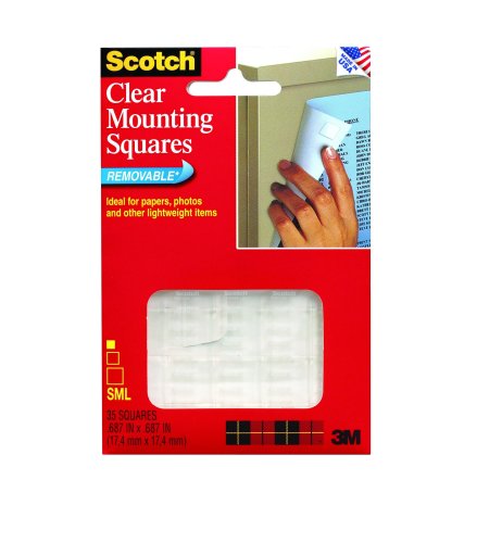0492410447344 - 3M MOUNTING SQUARES, CLEAR, .68-INCH BY .68-INCH, 35-PACK
