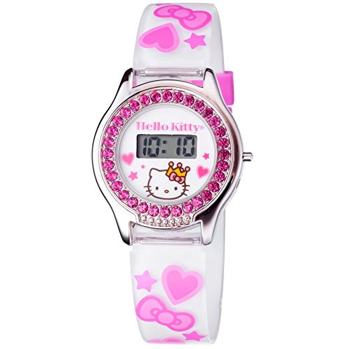 0049353801292 - PRINCESS BY HELLO KITTY LCD WATCH HEART BOW BAND WITH STONES ON CASE