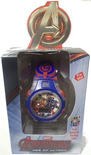 0049353950082 - MARVEL AVENGERS AGE OF ULTRON FLASHING LIGHTS KID'S LCD WATCH BLUE