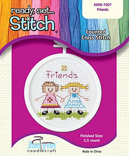 0049489006479 - THE JANLYNN CORPORATION READY, SET...STITCH FRIENDS COUNTED CROSS STITCH KIT WITH FRAME