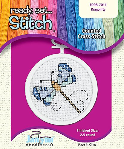0049489006516 - THE JANLYNN CORPORATION READY, SET...STITCH DRAGONFLY COUNTED CROSS STITCH KIT WITH FRAME