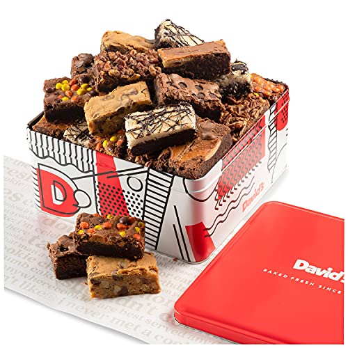 0049578991150 - DAVID’S COOKIES ASSORTED BROWNIES TIN – DELICIOUS, FRESH BAKED BROWNIE SNACKS – GOURMET PURE CHOCOLATE FUDGE BROWNIE SLICES – YUMMY FLAVORS FOR EVERY SPECIAL OCCASION – 12 PCS
