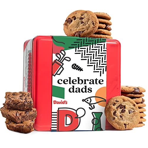 0049578991198 - DAVID’S COOKIES FATHERS DAY GIFT GLUTEN FREE COOKIES AND BROWNIES COMBO IN A CELEBRATE DADS THEMED TIN GIFT BOX | FRESH BAKED DELICIOUS GOURMET COOKIES AND BROWNIES FOR EVERYONE (2 LBS)