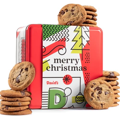 0049578991273 - DAVIDS COOKIES 1LB CHOCOLATE CHUNKS FRESH BAKED COOKIES IN MERRY CHRISTMAS TIN - HANDMADE AND GOURMET COOKIES - DELECTABLE AND MADE WITH PREMIUM INGREDIENTS - ALL NATURAL AND NO ADDED PRESERVATIVES COOKIE GIFT BASKET - GREAT GIFT FOR HOLIDAYS AND ALL OC